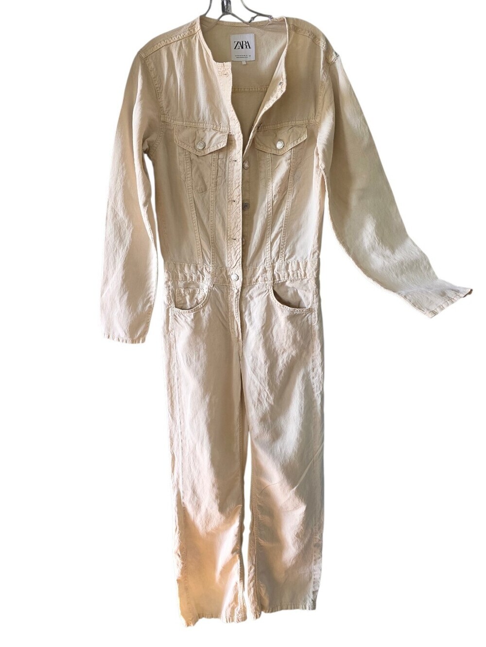 Zara Cream Color Utility Jumpsuit Size X-Small